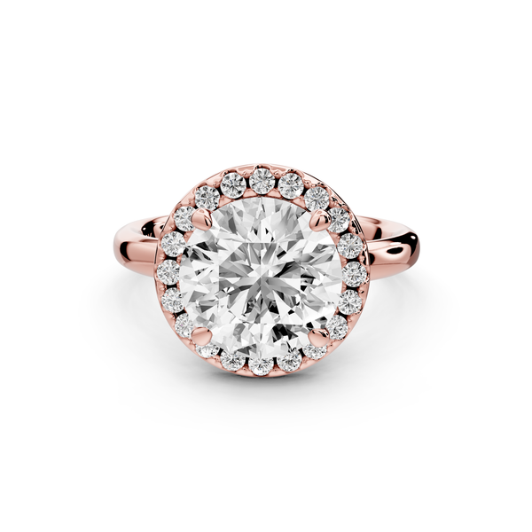 Eliana - 3ct 14k rose gold round diamond with halo engagement ring