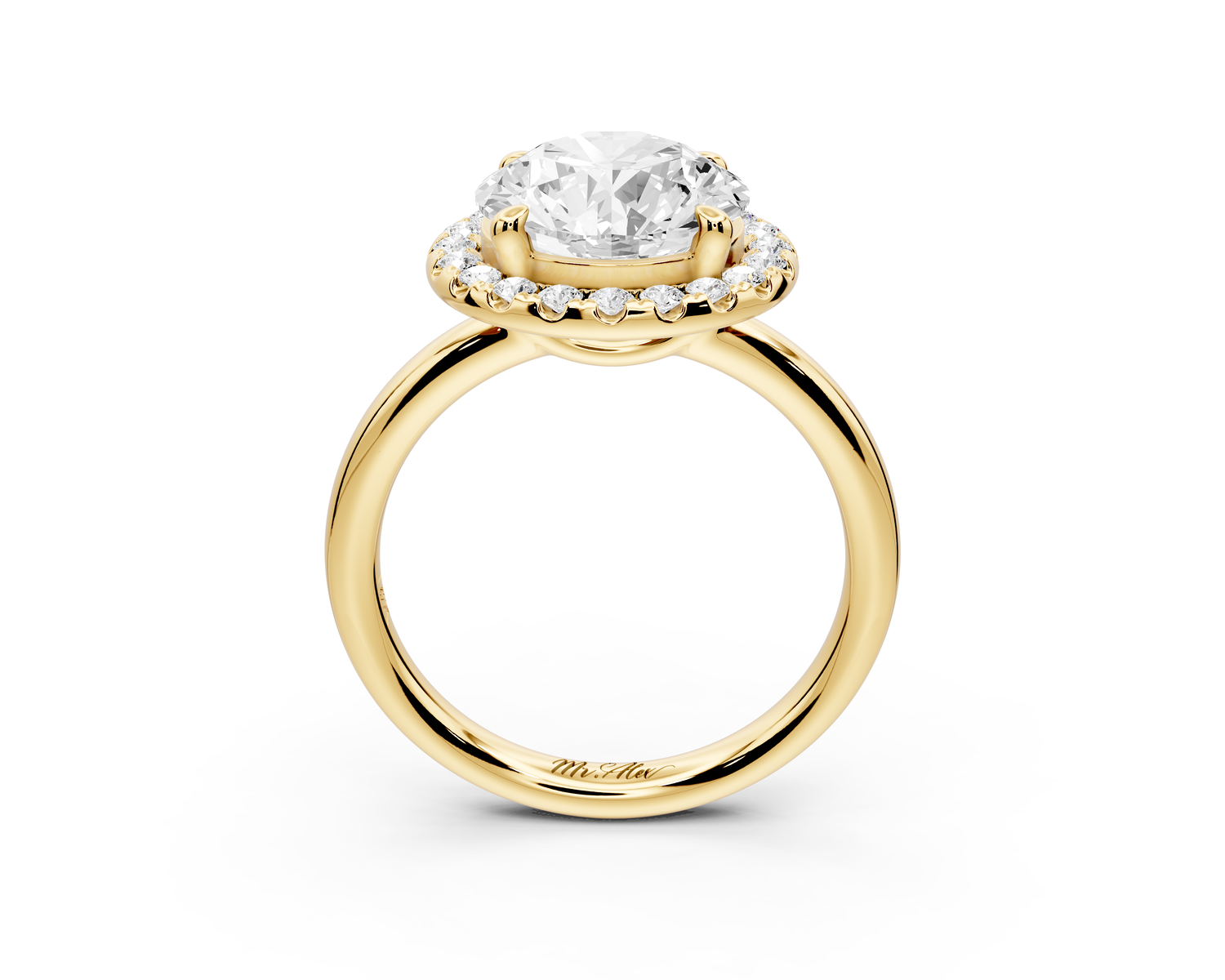 Eliana - 3ct 14k yellow gold round diamond with halo engagement ring