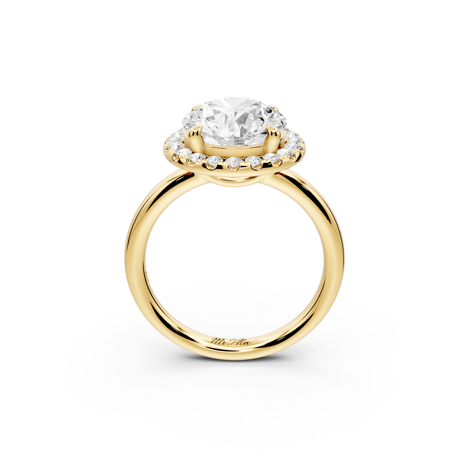 Eliana - 3ct 14k yellow gold round diamond with halo engagement ring