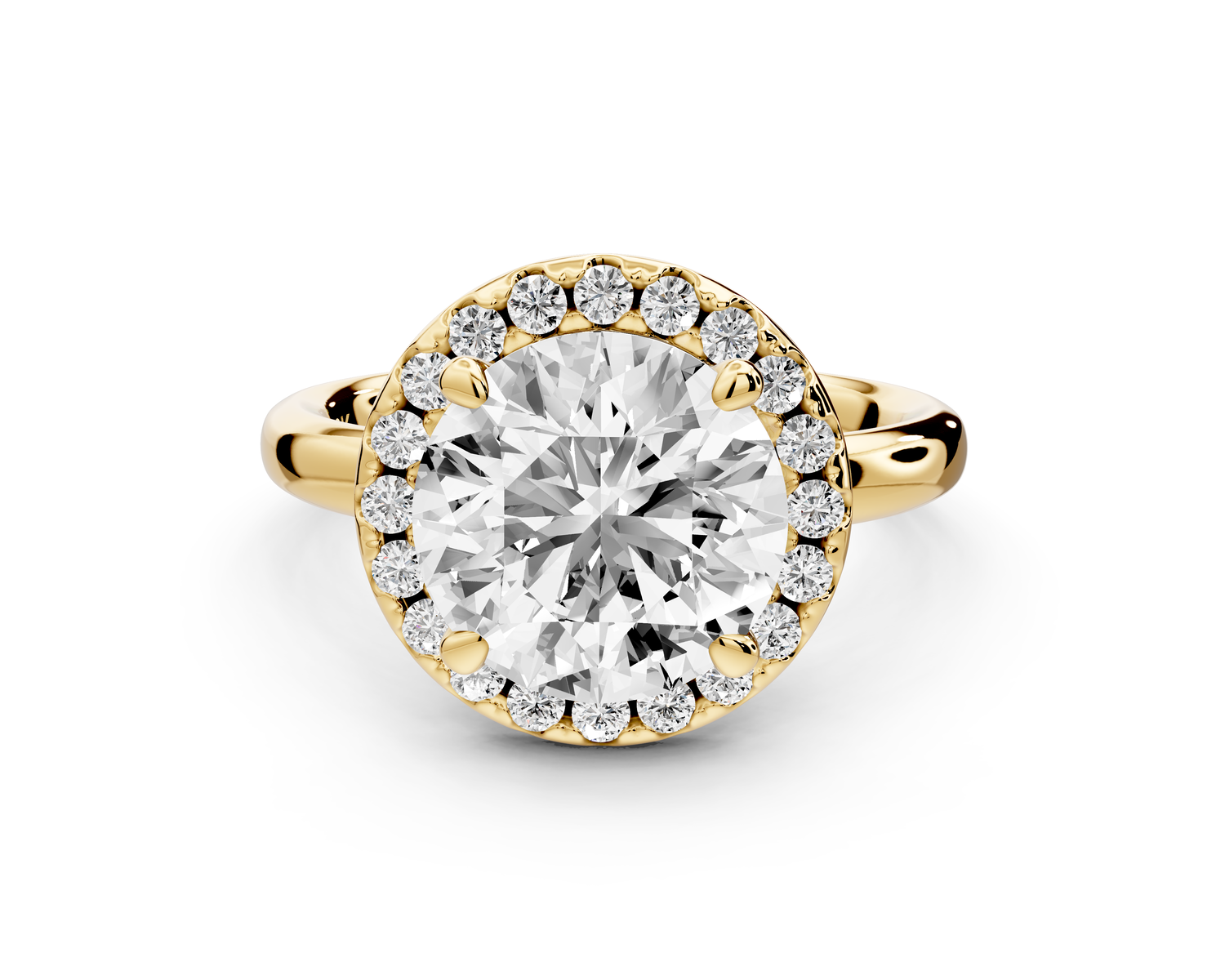 Eliana - 3ct 14k yellow gold round diamond with halo engagement ring