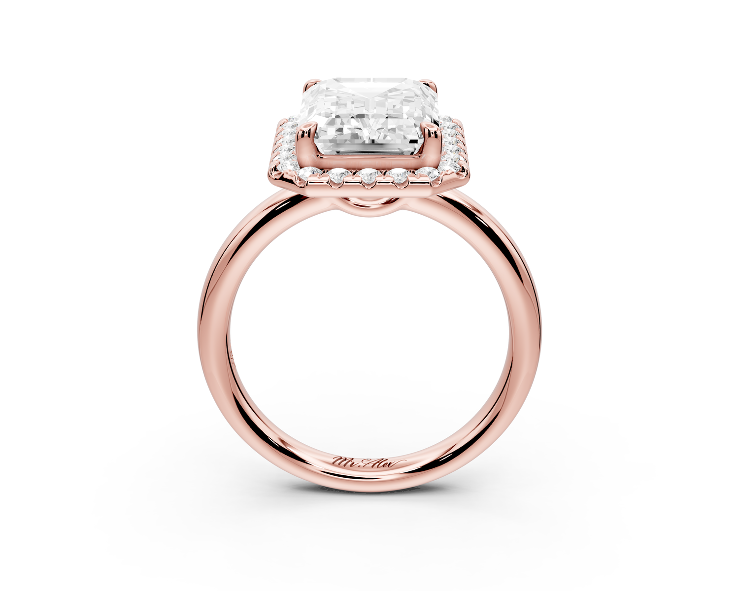 Eliana - 4ct 14k rose gold emerald diamond with halo engagement ring