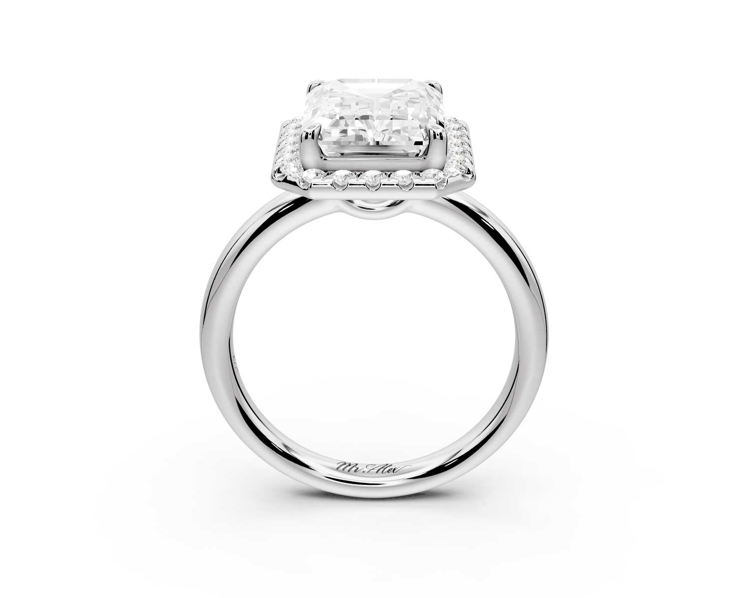 Eliana - 4ct 14k white gold emerald diamond with halo engagement ring