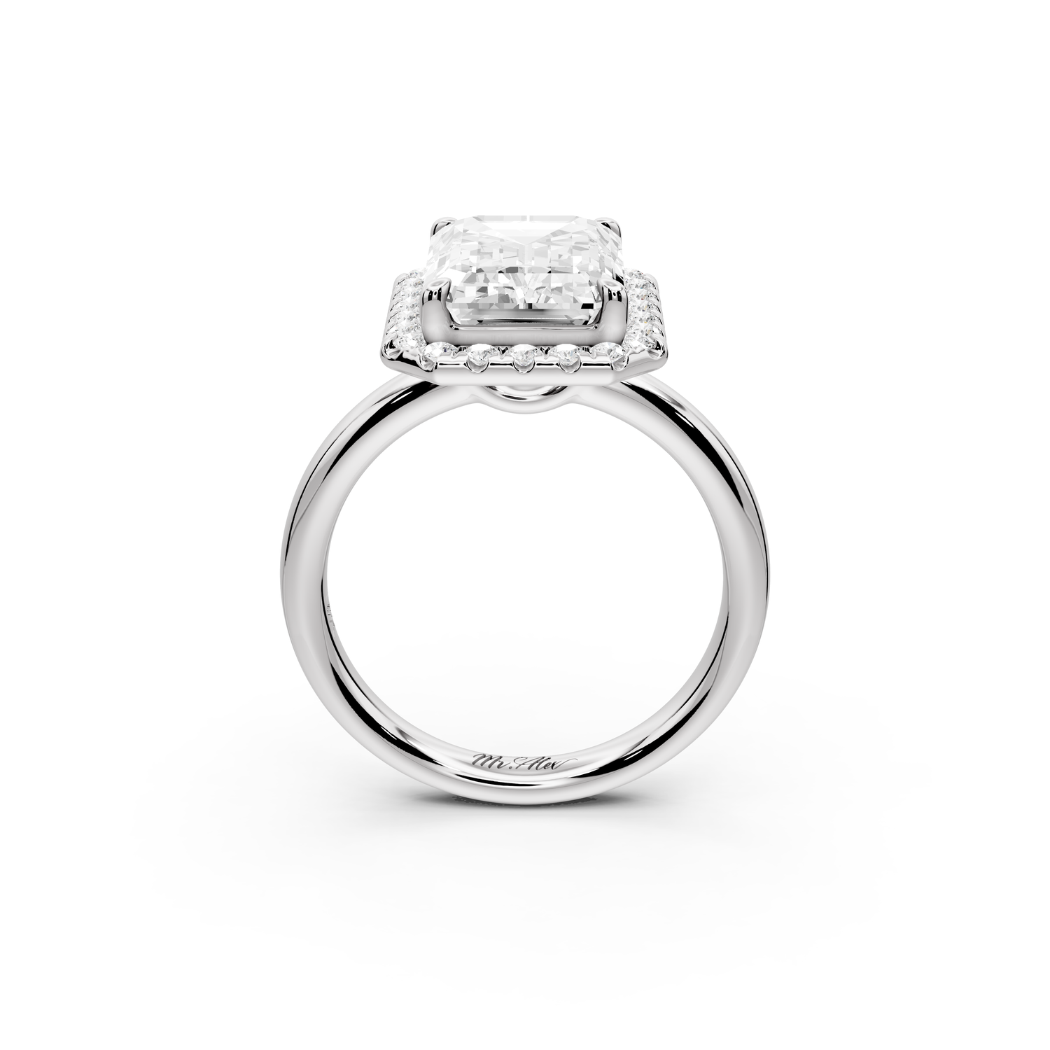 Eliana - 4ct 14k white gold emerald diamond with halo engagement ring
