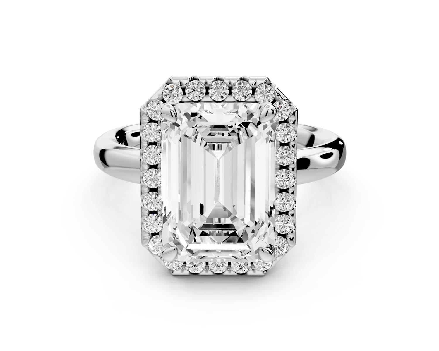 Eliana - 4ct 14k white gold emerald diamond with halo engagement ring