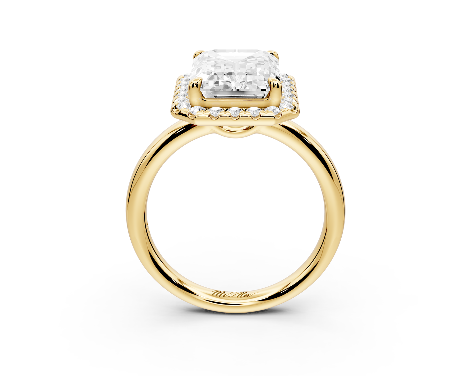 Eliana - 4ct 14k yellow gold emerald diamond with halo engagement ring