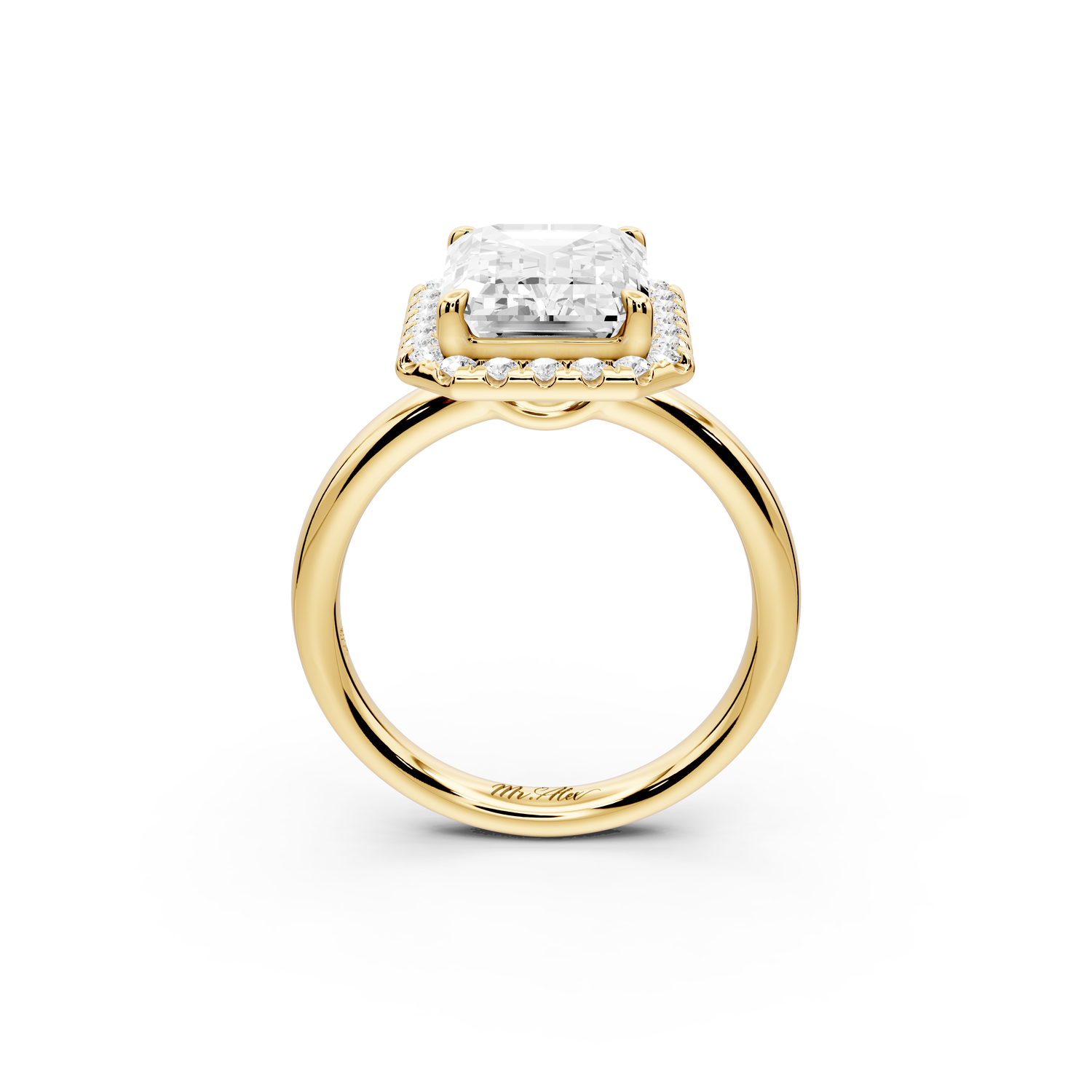 Eliana - 4ct 14k yellow gold emerald diamond with halo engagement ring