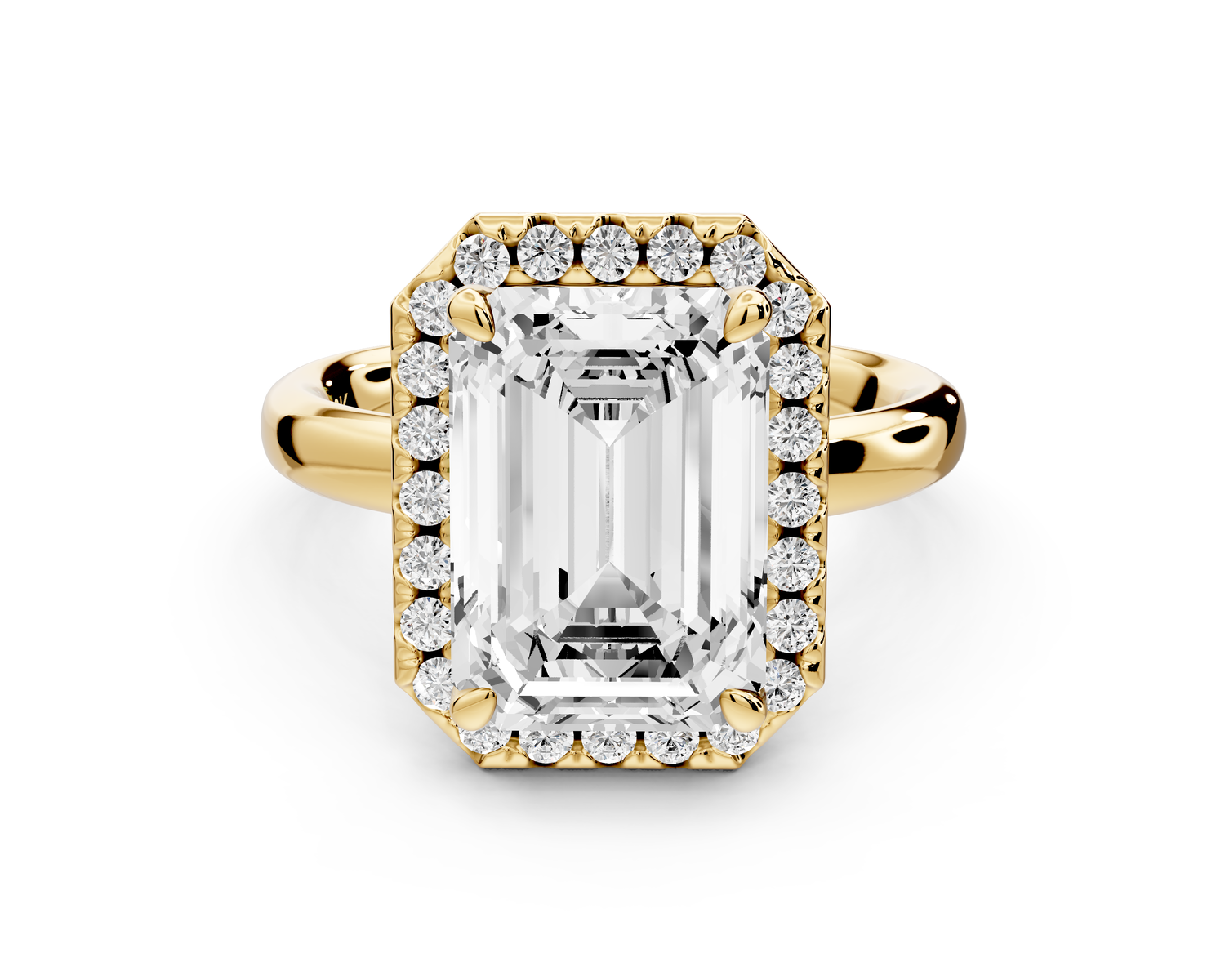 Eliana - 4ct 14k yellow gold emerald diamond with halo engagement ring
