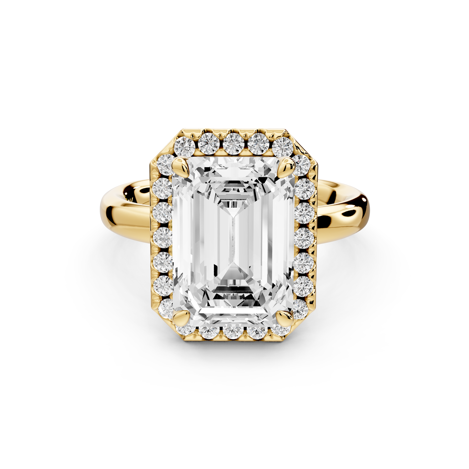 Eliana - 4ct 14k yellow gold emerald diamond with halo engagement ring