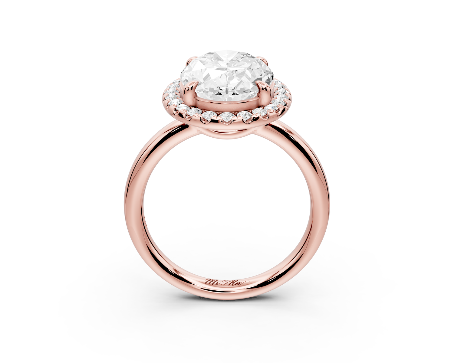 Eliana - 4ct 14k rose gold oval diamond with halo engagement ring