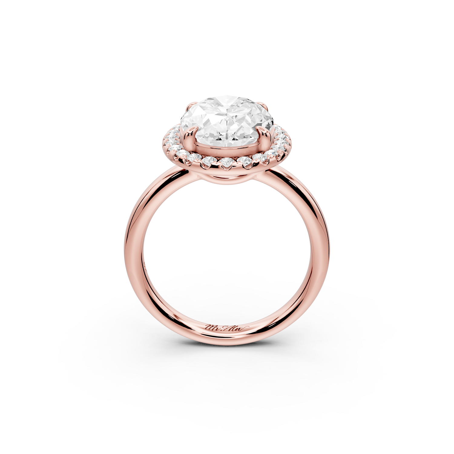 Eliana - 4ct 14k rose gold oval diamond with halo engagement ring