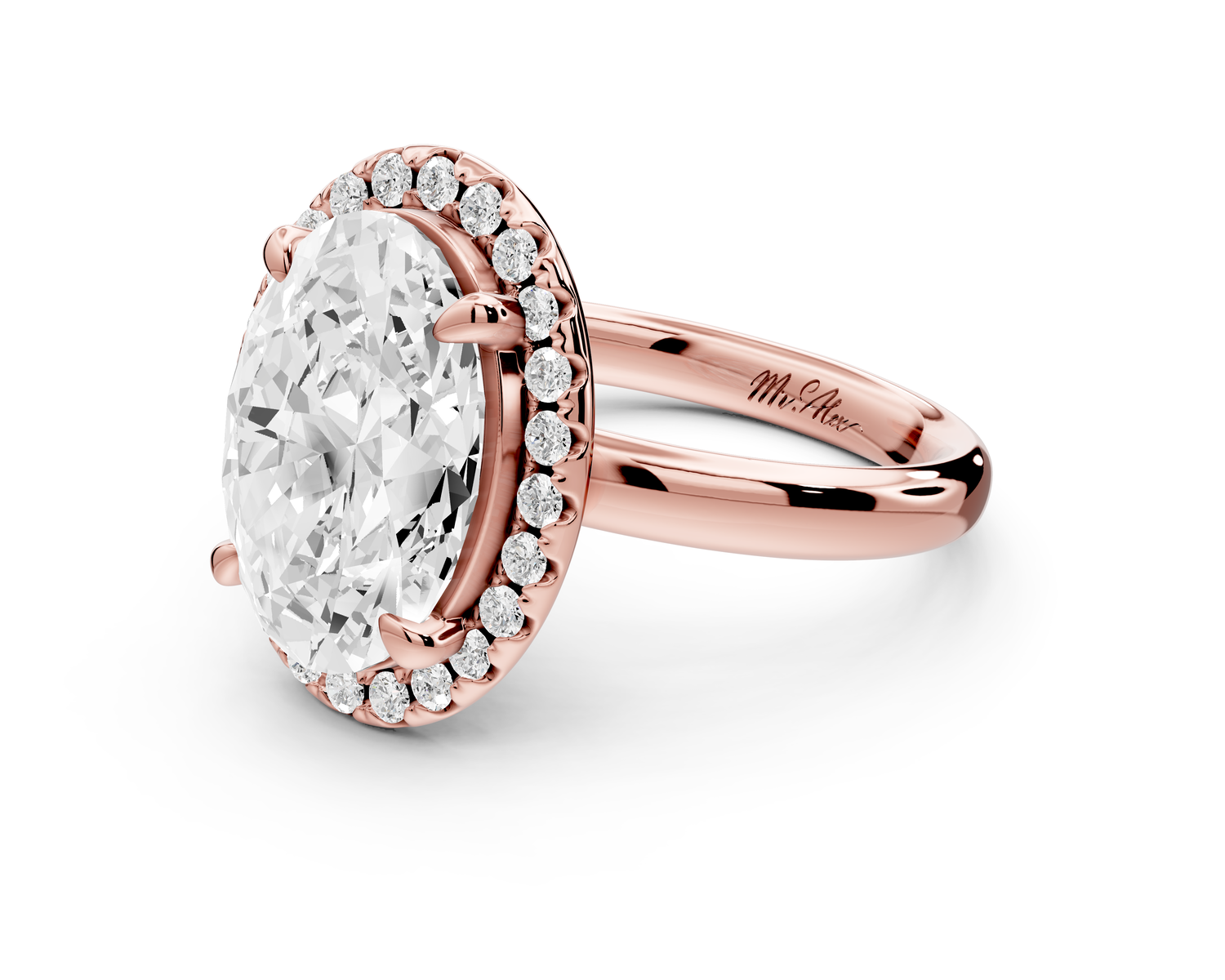 Eliana - 4ct 14k rose gold oval diamond with halo engagement ring