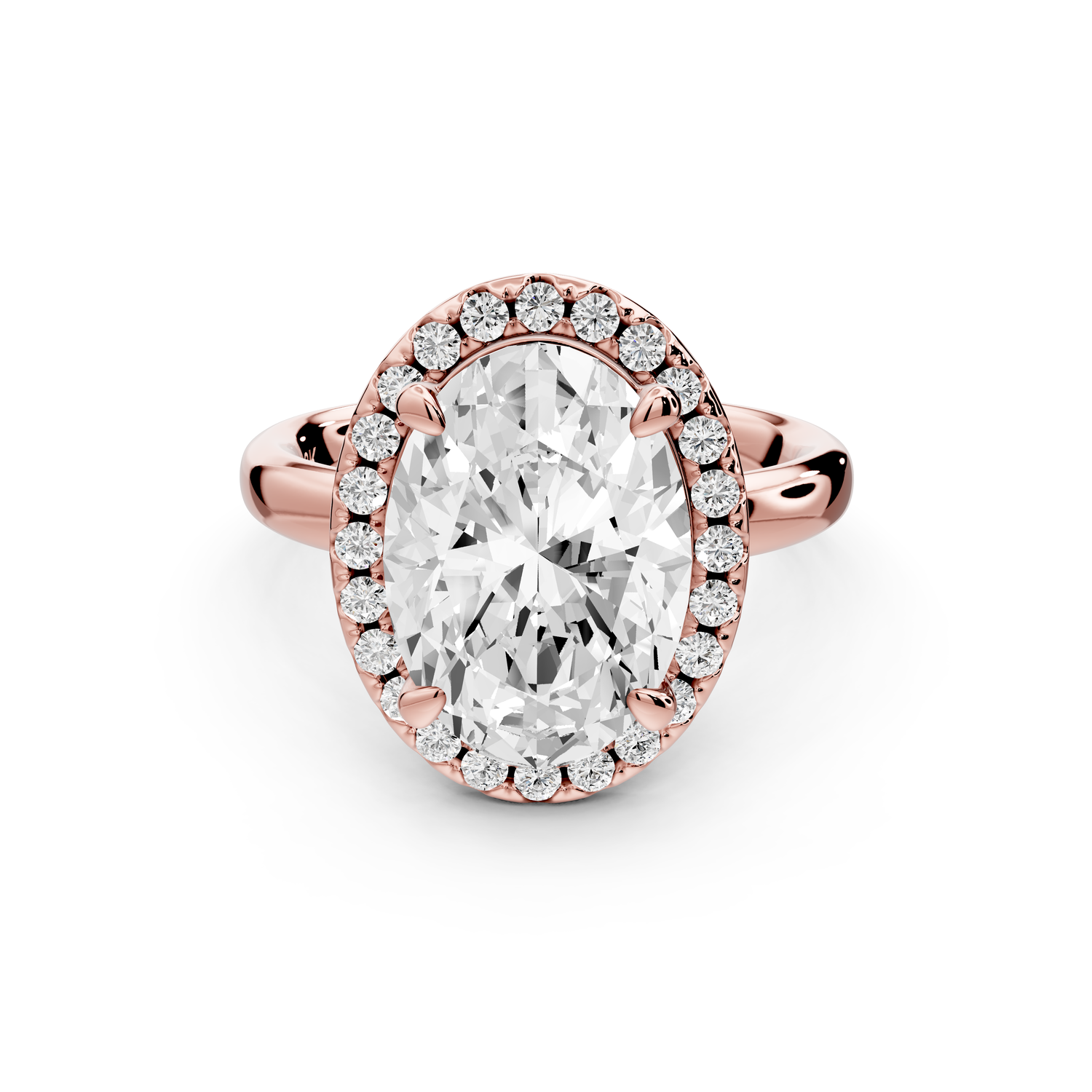 Eliana - 4ct 14k rose gold oval diamond with halo engagement ring