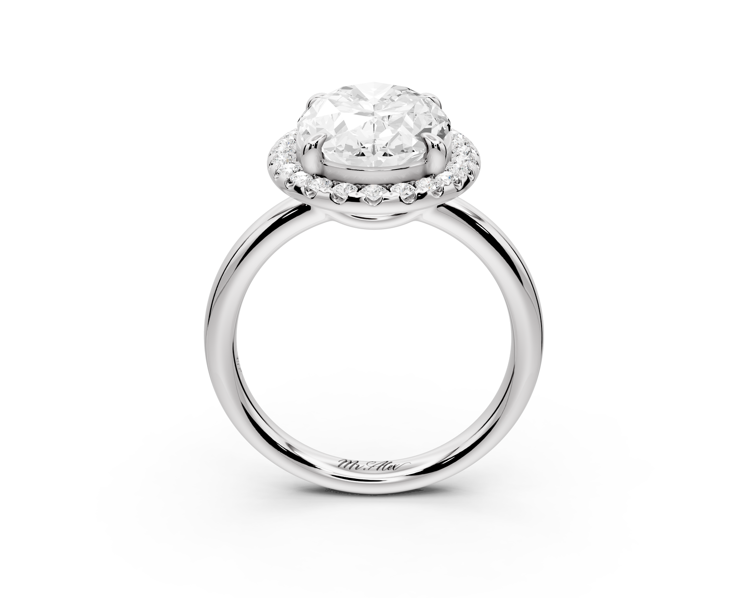Eliana - 4ct 14k white gold oval diamond with halo engagement ring