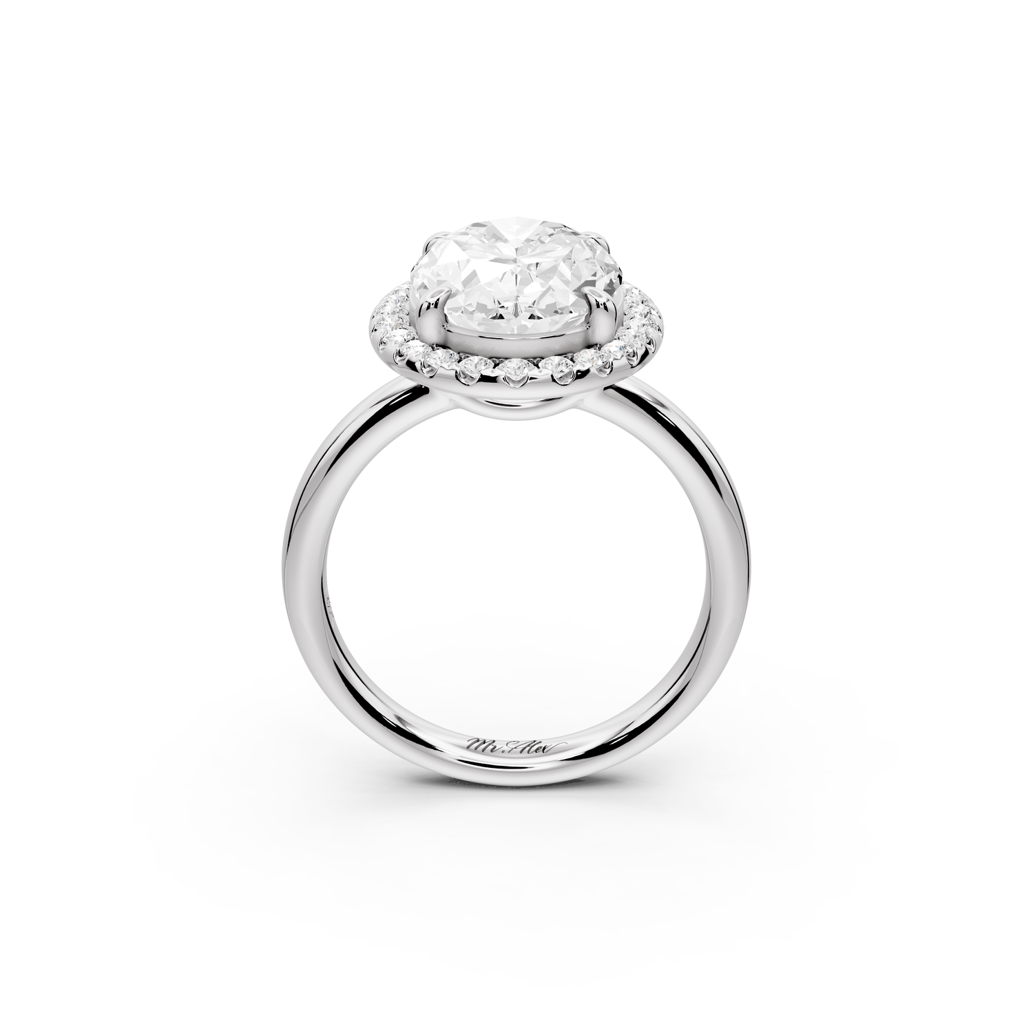 Eliana - 4ct 14k white gold oval diamond with halo engagement ring