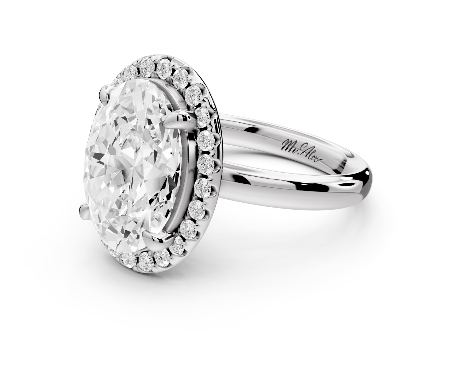 Eliana - 4ct 14k white gold oval diamond with halo engagement ring