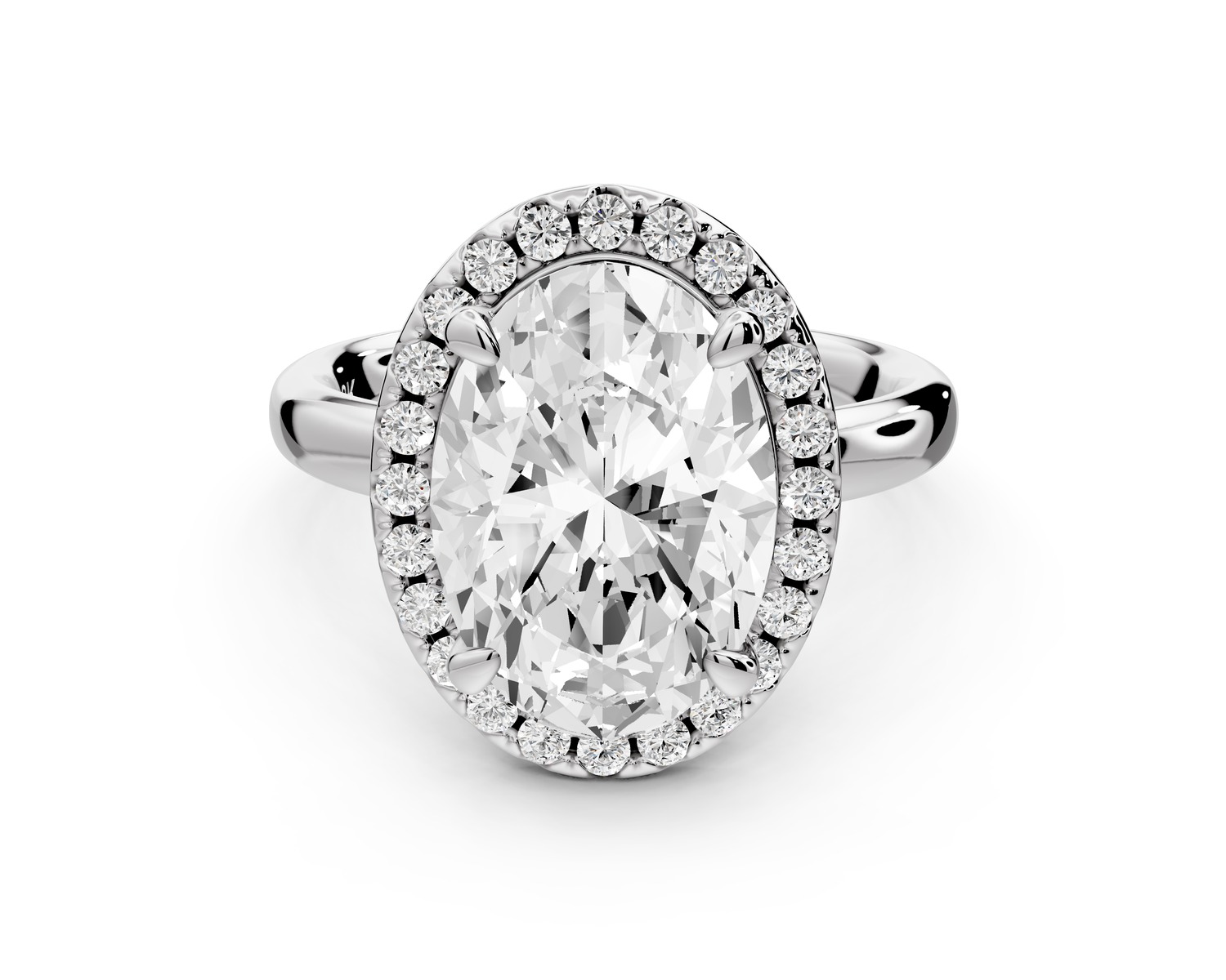 Eliana - 4ct 14k white gold oval diamond with halo engagement ring