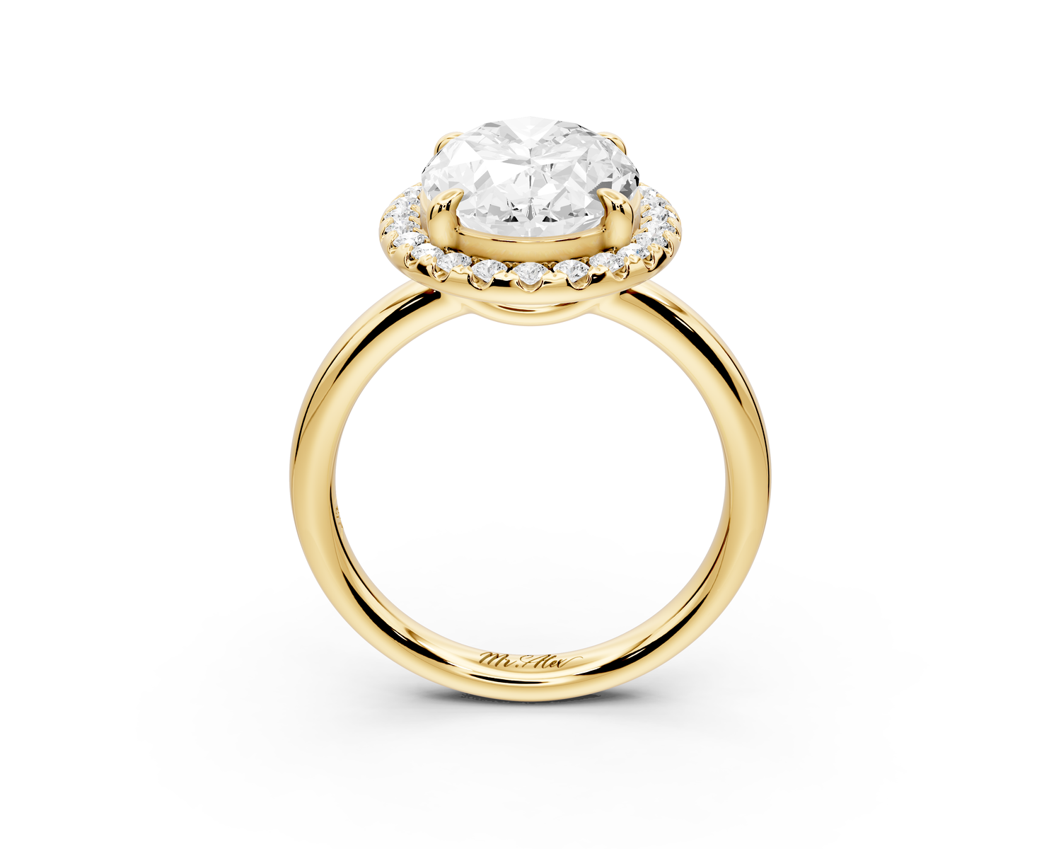 Eliana - 4ct 14k yellow gold oval diamond with halo engagement ring