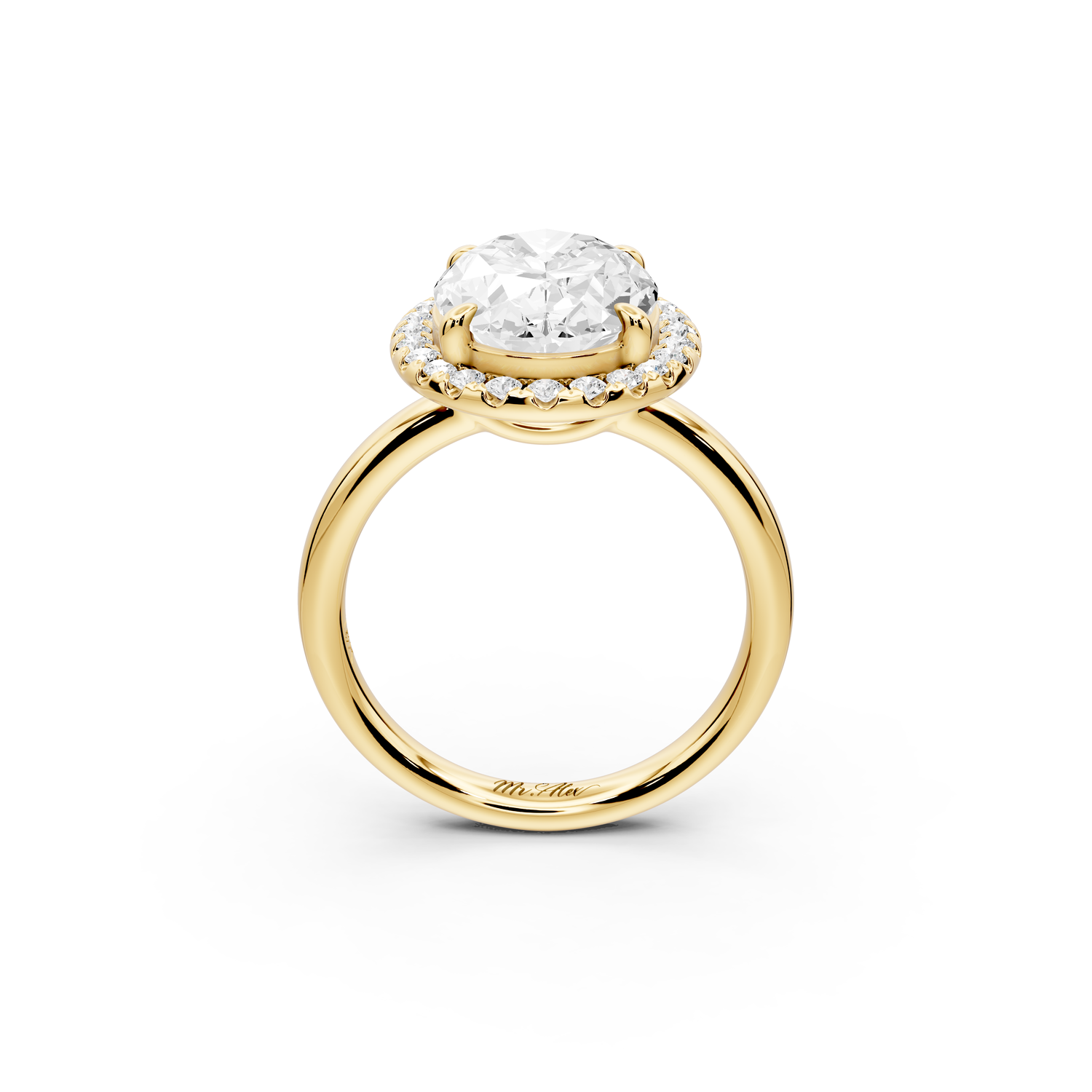 Eliana - 4ct 14k yellow gold oval diamond with halo engagement ring