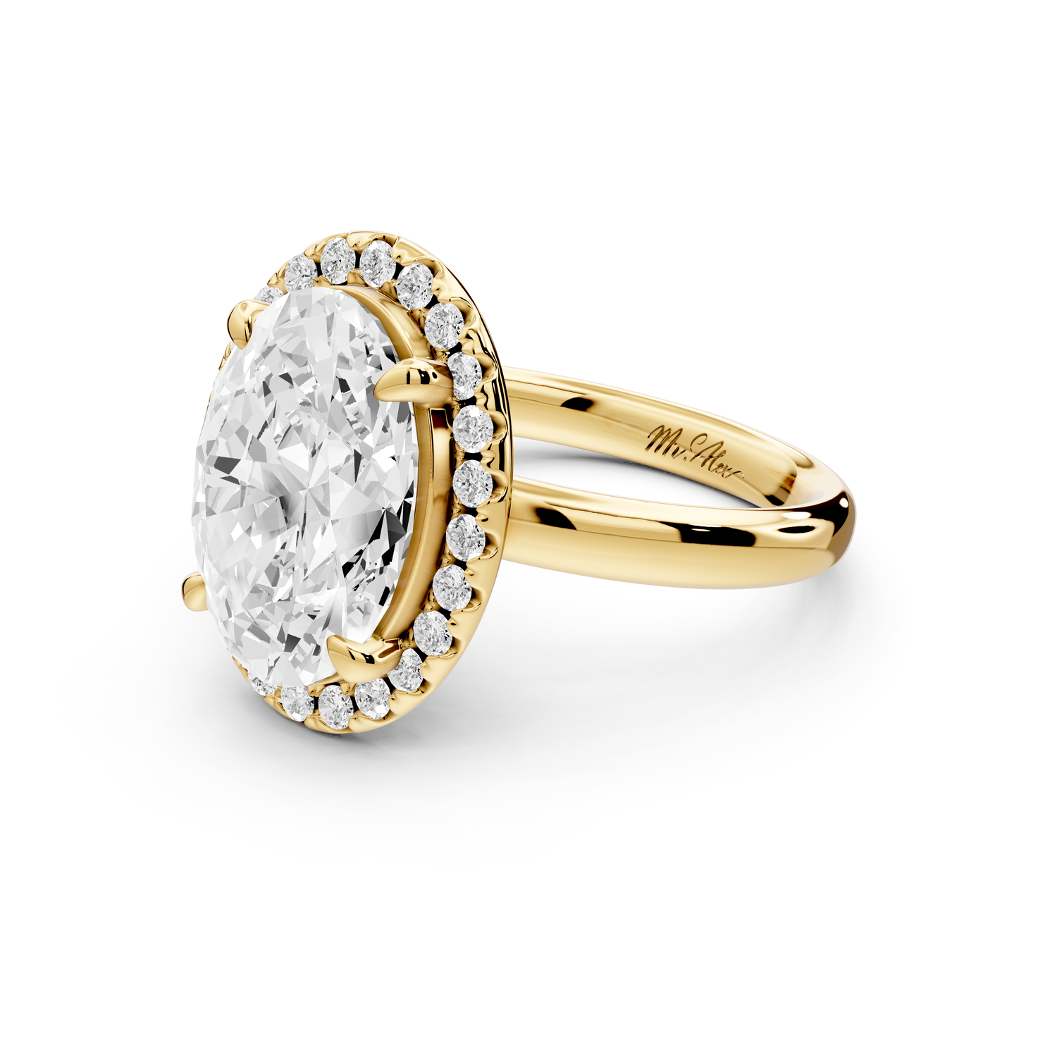 Eliana - 4ct 14k yellow gold oval diamond with halo engagement ring