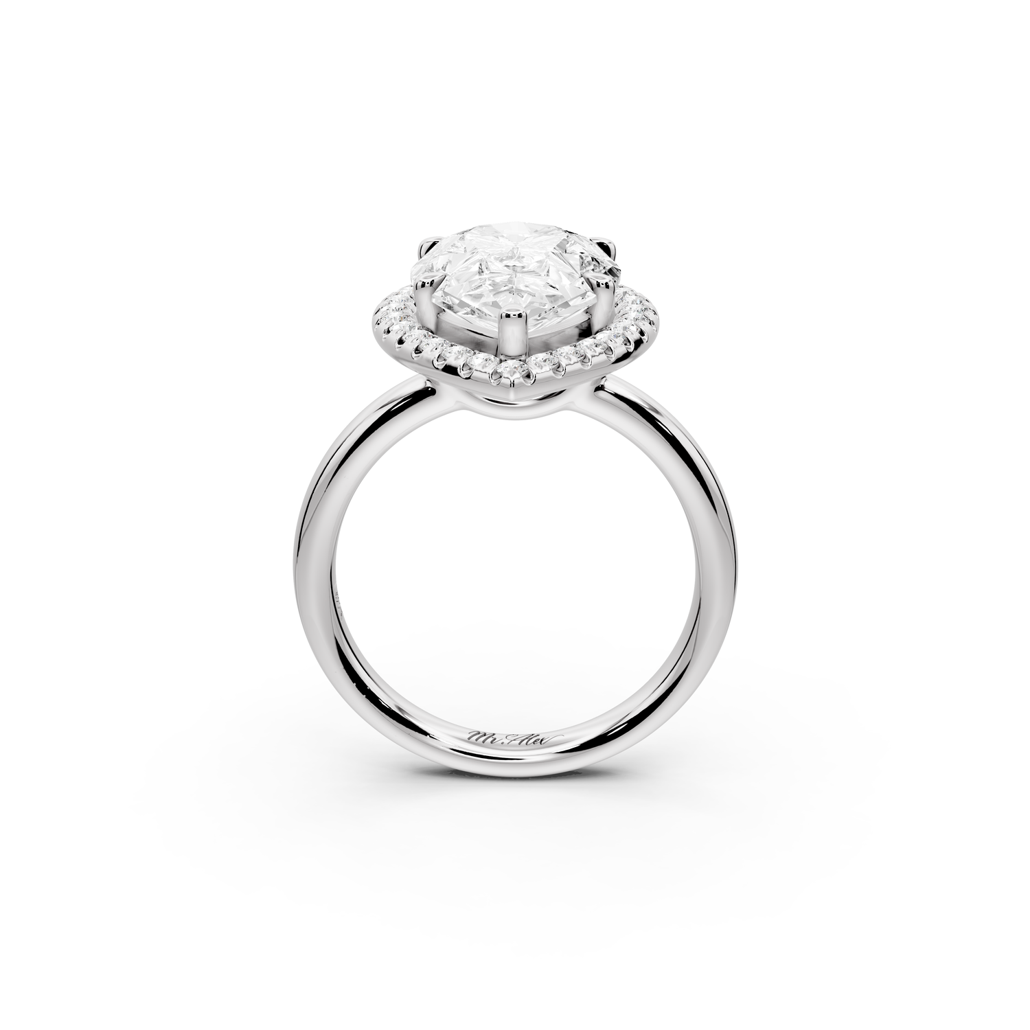 Eliana - 4ct 14k white gold pear diamond with halo engagement ring
