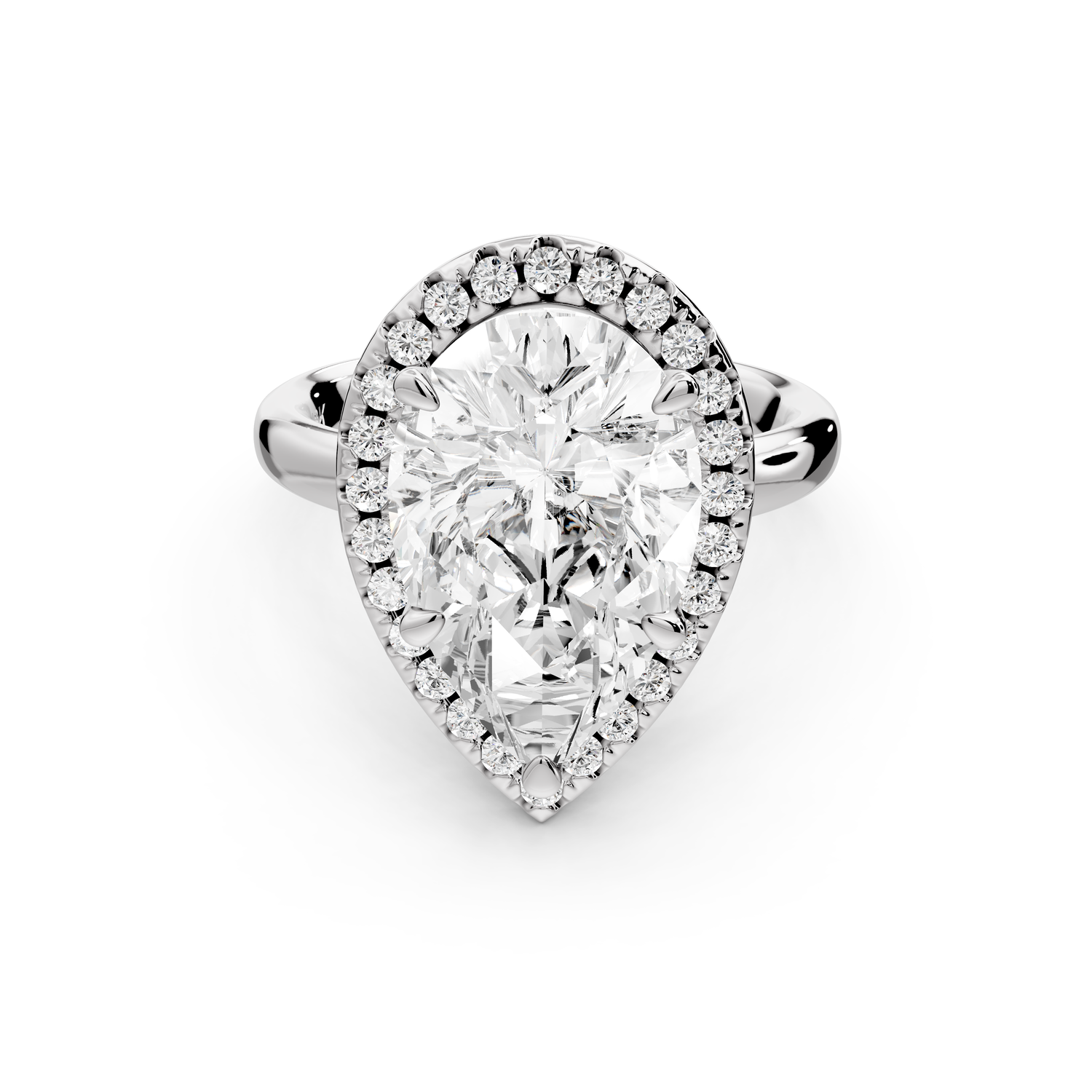 Eliana - 4ct 14k white gold pear diamond with halo engagement ring