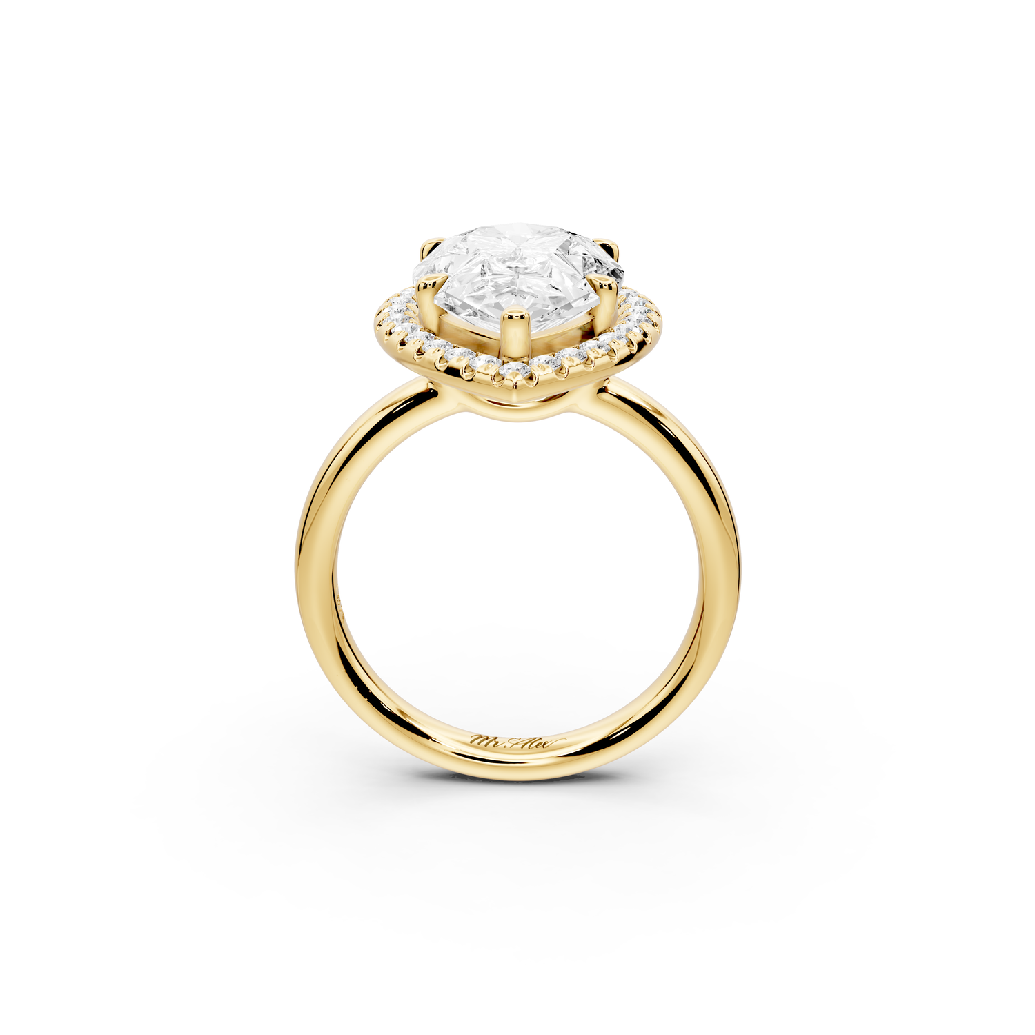 Eliana - 4ct 14k yellow gold pear diamond with halo engagement ring