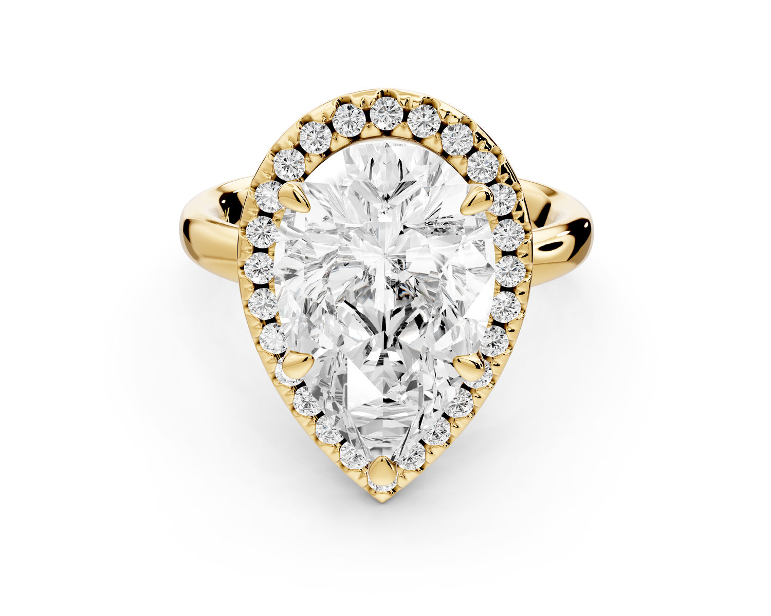 Eliana - 4ct 14k yellow gold pear diamond with halo engagement ring