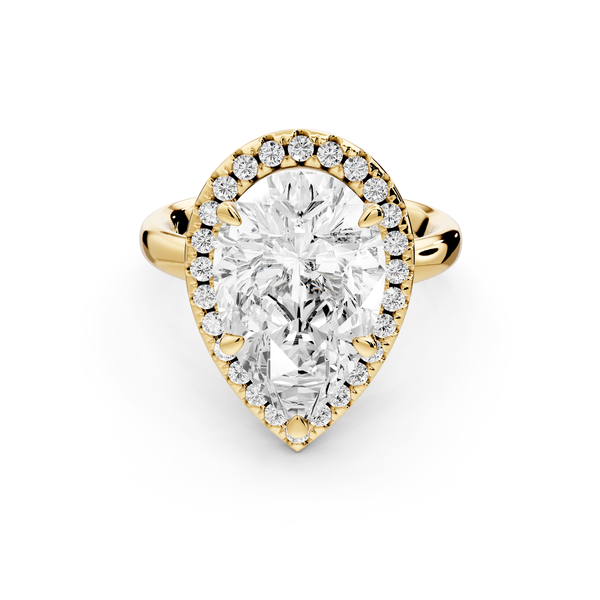 Eliana - 4ct 14k yellow gold pear diamond with halo engagement ring