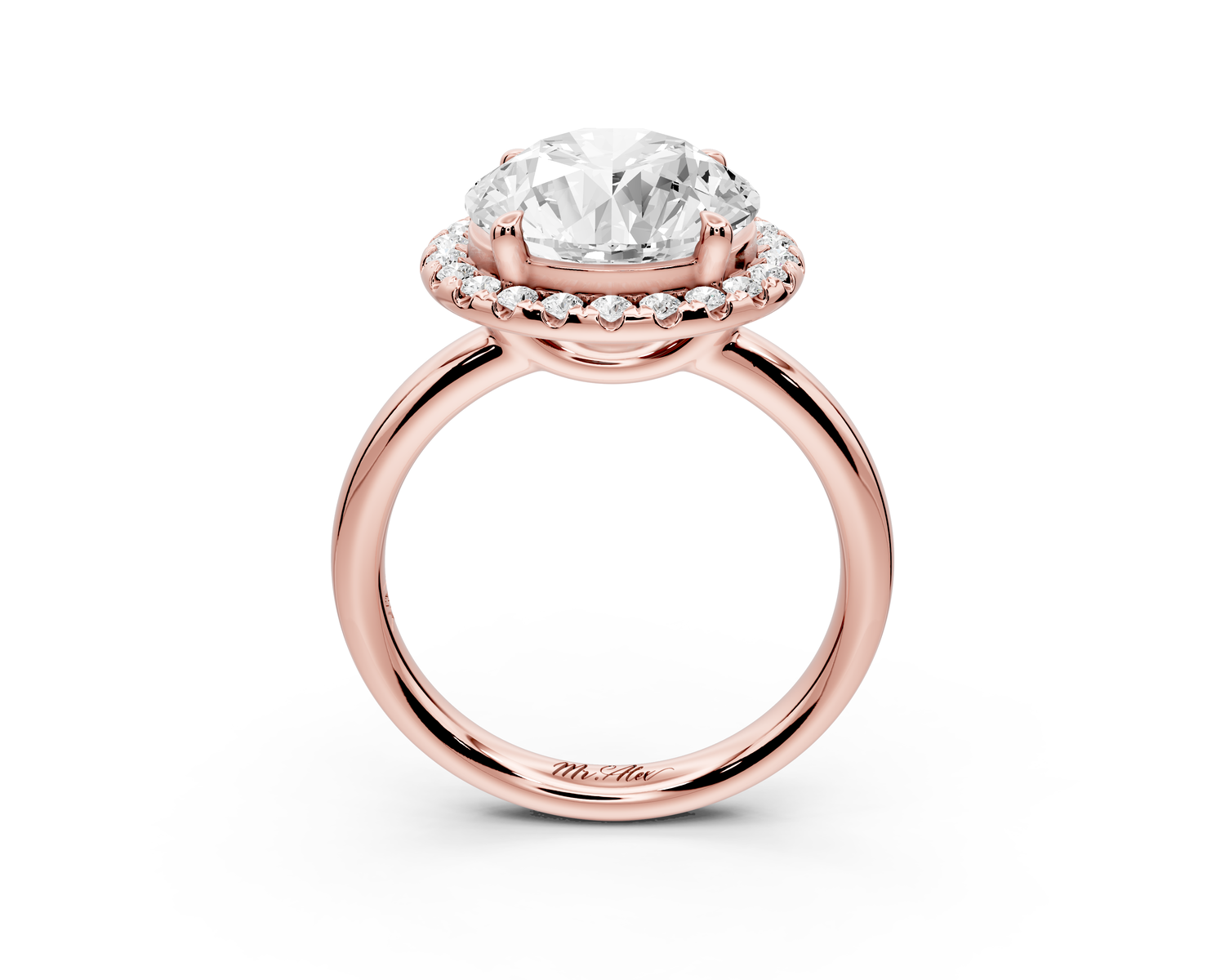 Eliana - 4ct 14k rose gold round diamond with halo engagement ring