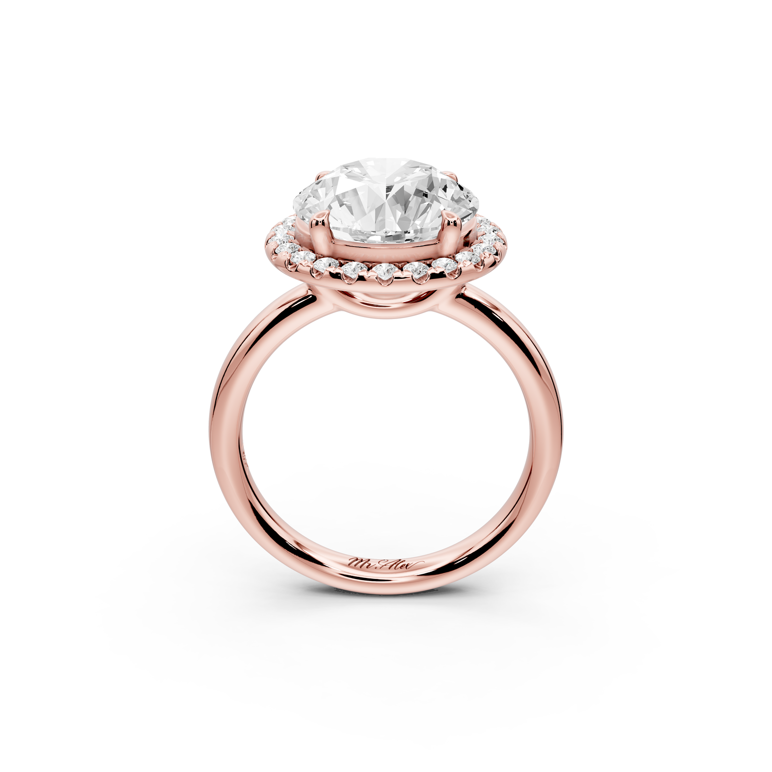 Eliana - 4ct 14k rose gold round diamond with halo engagement ring