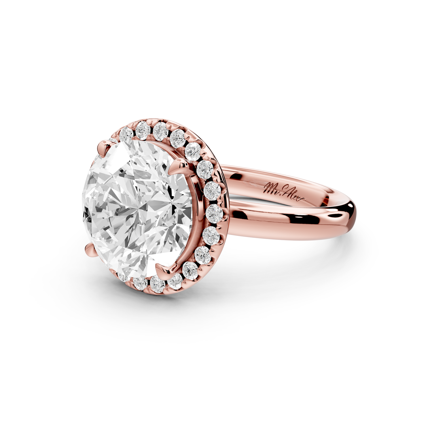 Eliana - 4ct 14k rose gold round diamond with halo engagement ring