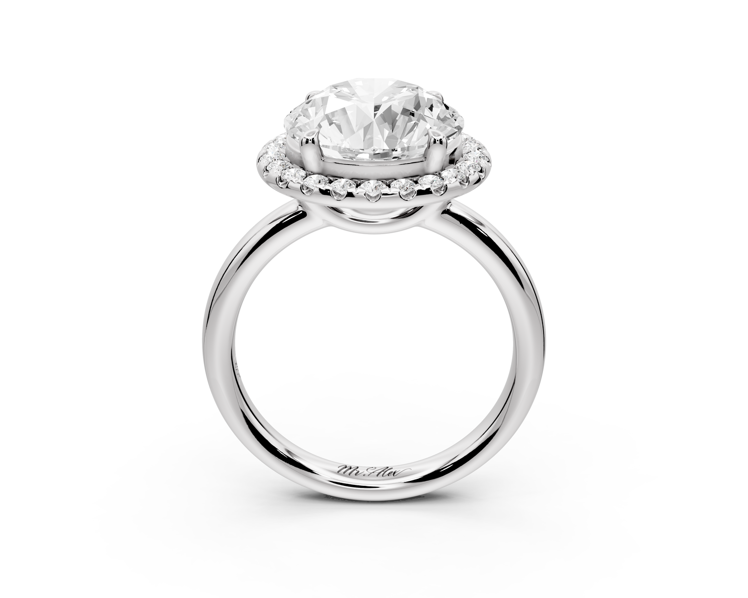 Eliana - 4ct 14k white gold round diamond with halo engagement ring