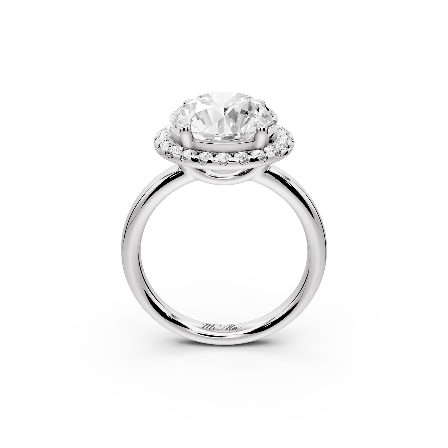 Eliana - 4ct 14k white gold round diamond with halo engagement ring