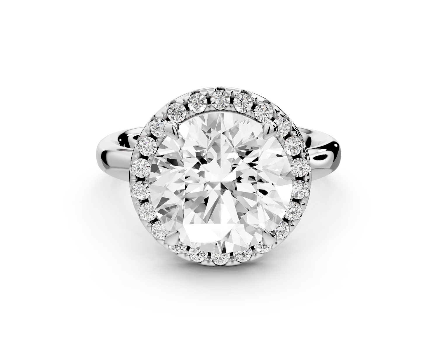 Eliana - 4ct 14k white gold round diamond with halo engagement ring