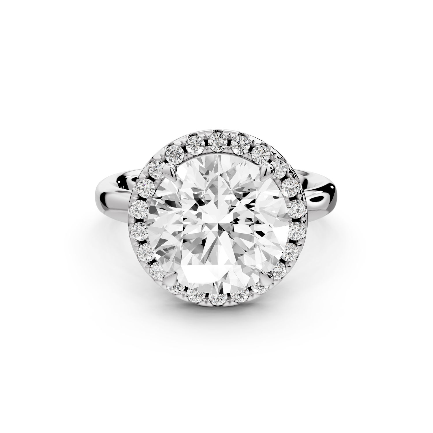 Eliana - 4ct 14k white gold round diamond with halo engagement ring