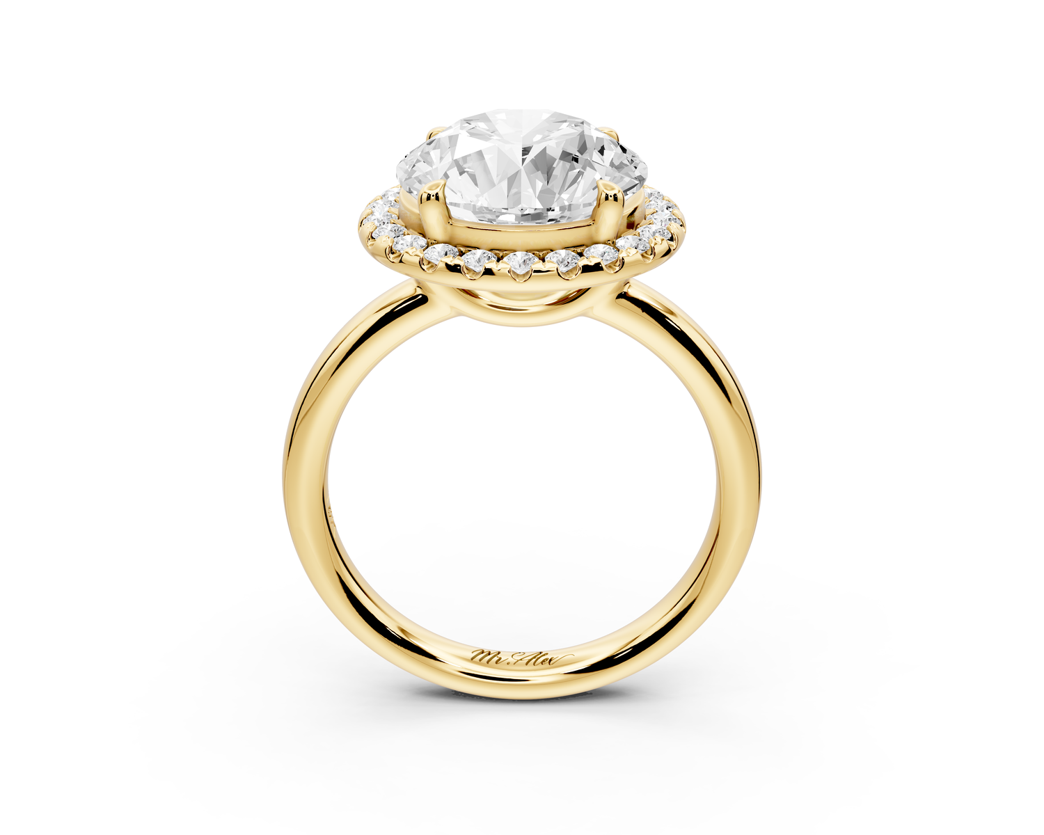 Eliana - 4ct 14k yellow gold round diamond with halo engagement ring