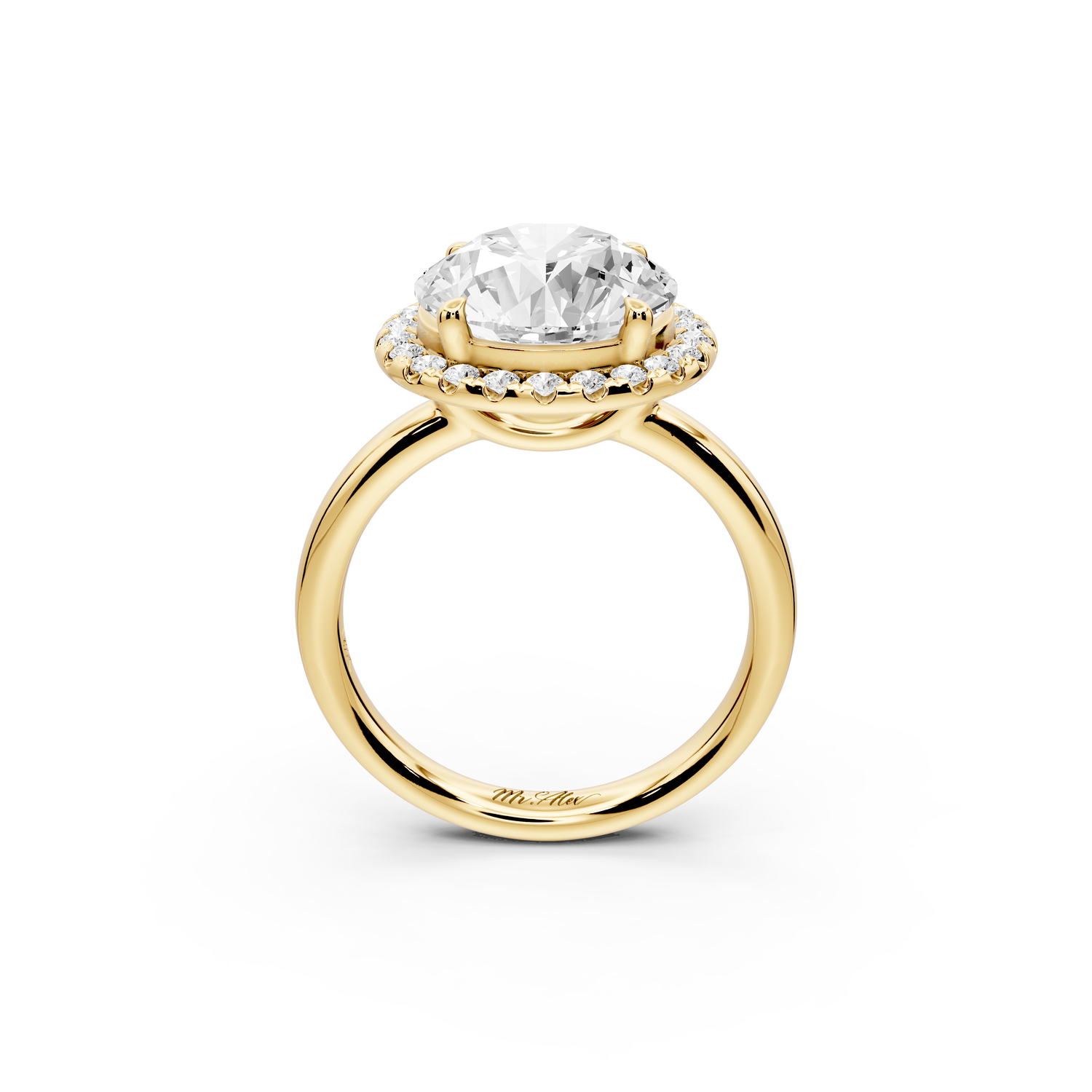 Eliana - 4ct 14k yellow gold round diamond with halo engagement ring
