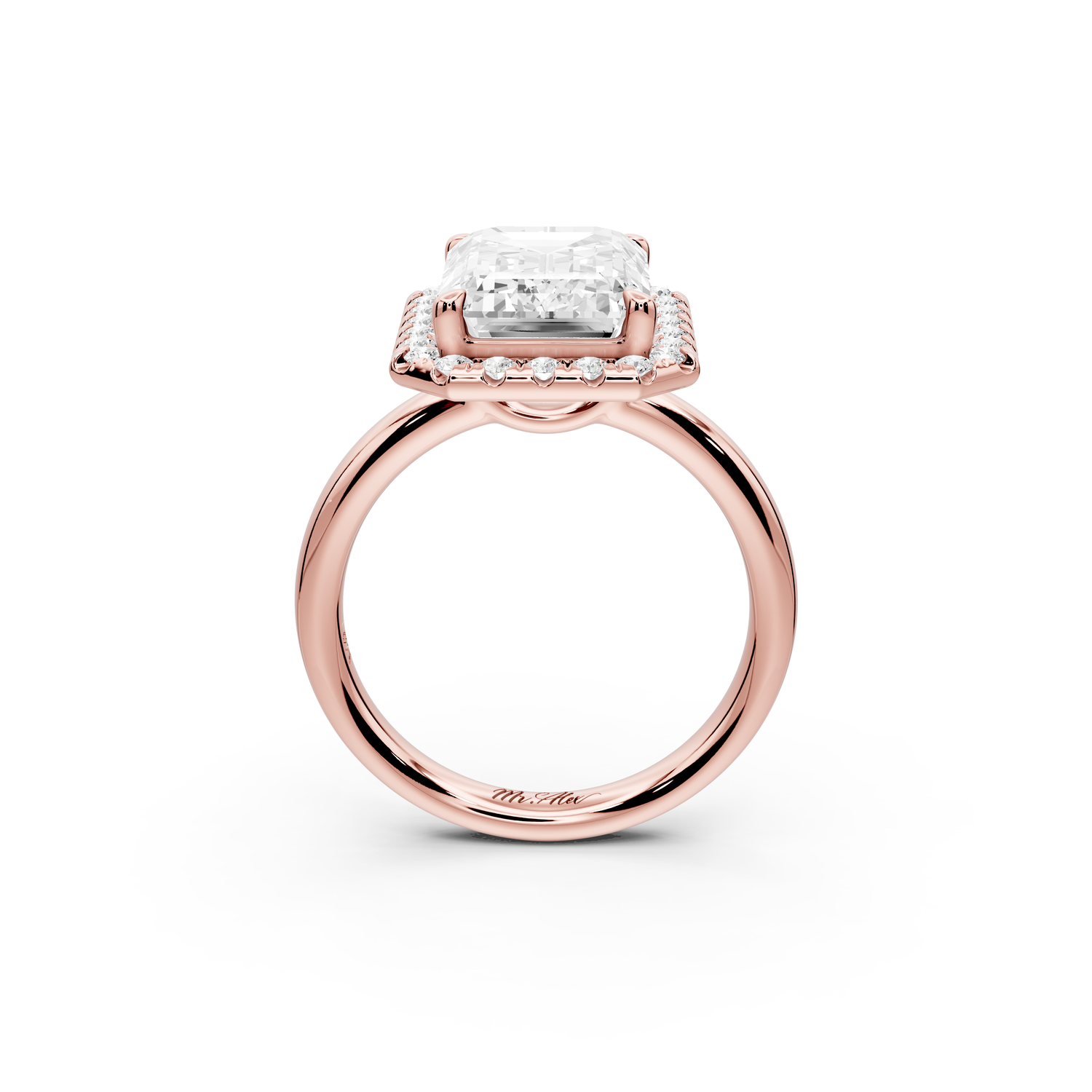 Eliana - 5ct 14k rose gold emerald diamond with halo engagement ring
