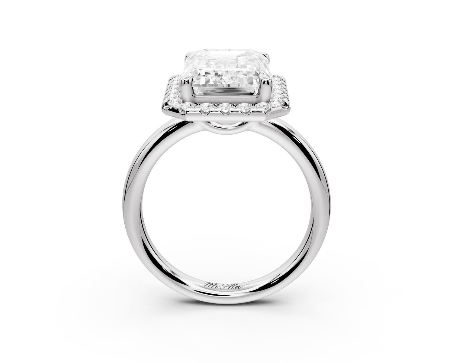 Eliana - 5ct 14k white gold emerald diamond with halo engagement ring
