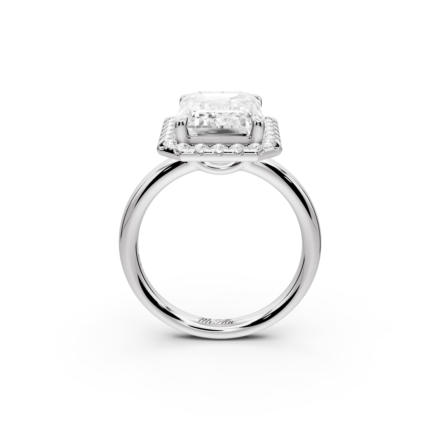 Eliana - 5ct 14k white gold emerald diamond with halo engagement ring