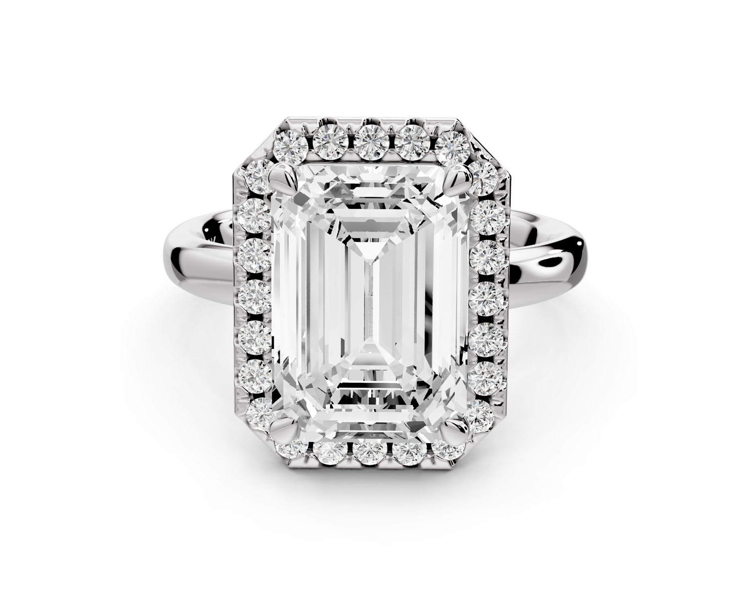 Eliana - 5ct 14k white gold emerald diamond with halo engagement ring