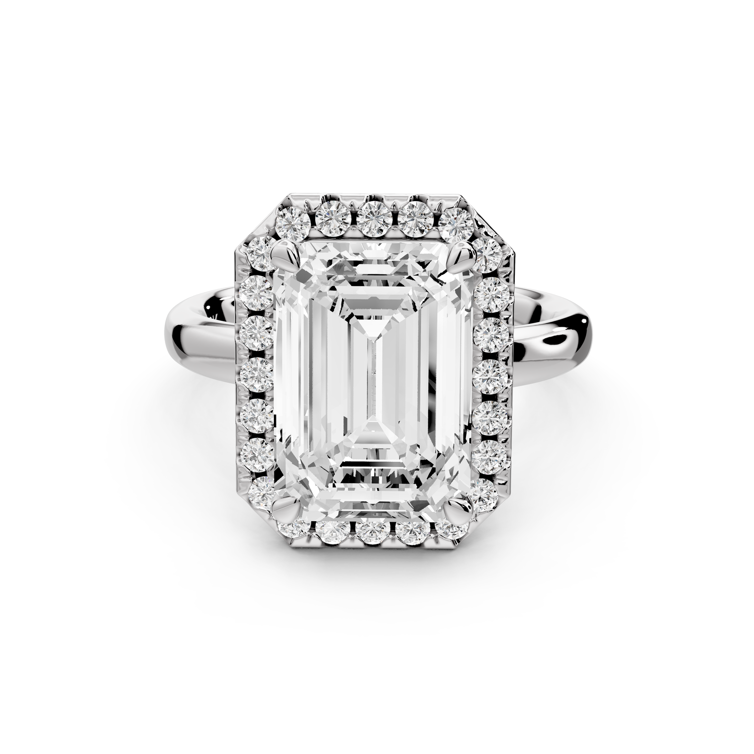 Eliana - 5ct 14k white gold emerald diamond with halo engagement ring