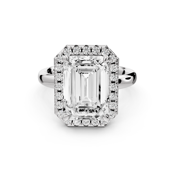 Eliana - 5ct 14k white gold emerald diamond with halo engagement ring