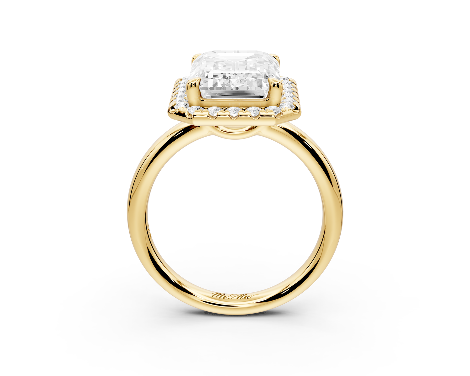 Eliana - 5ct 14k yellow gold emerald diamond with halo engagement ring