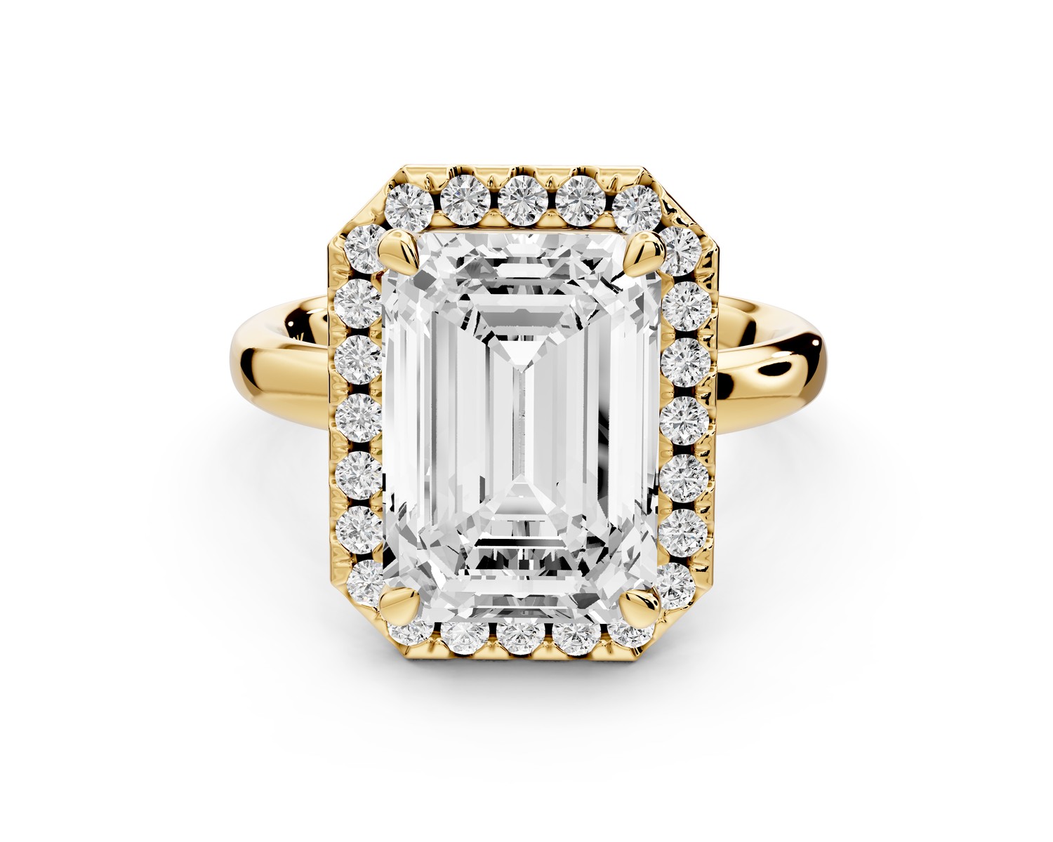 Eliana - 5ct 14k yellow gold emerald diamond with halo engagement ring