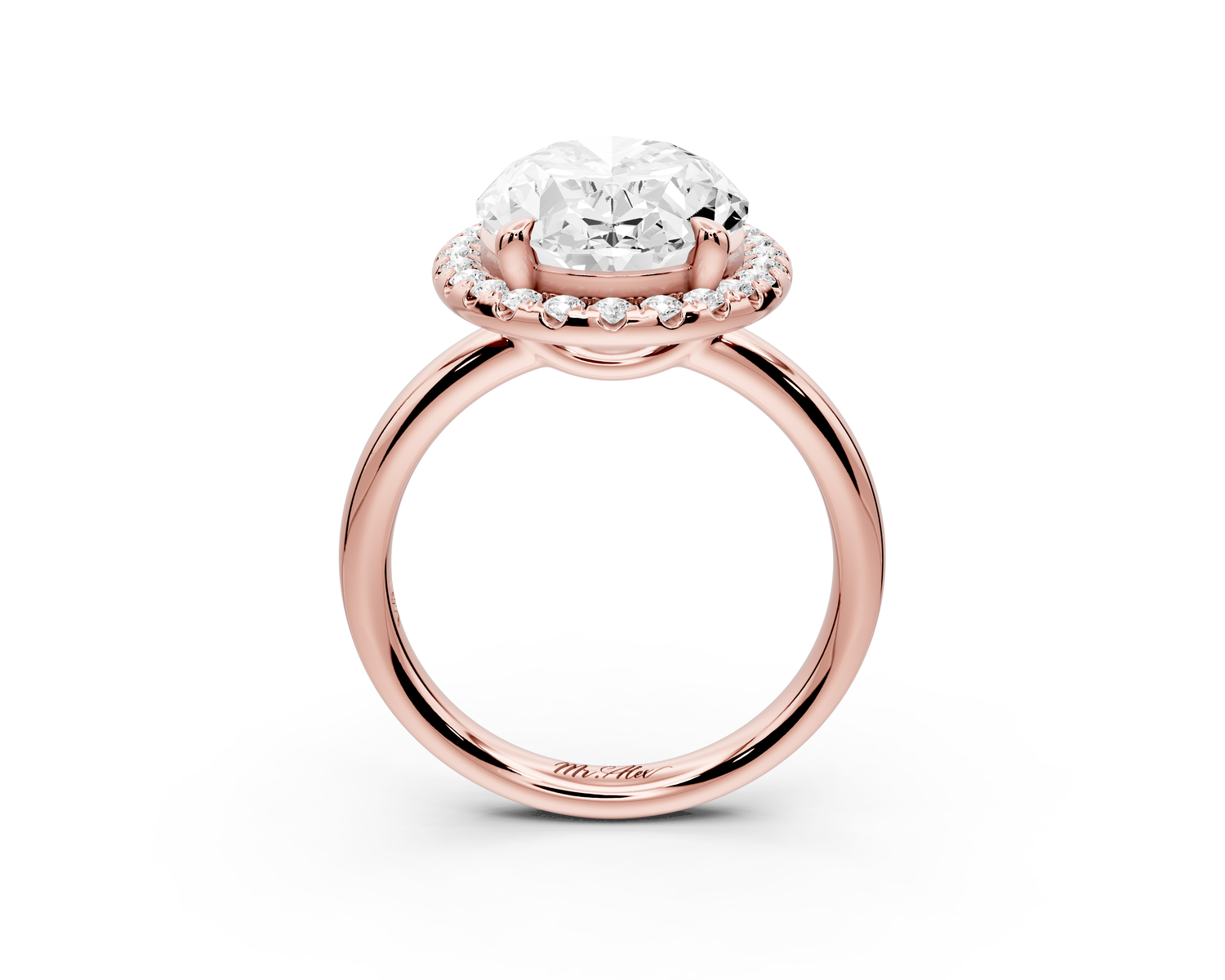 Eliana - 5ct 14k rose gold oval diamond with halo engagement ring