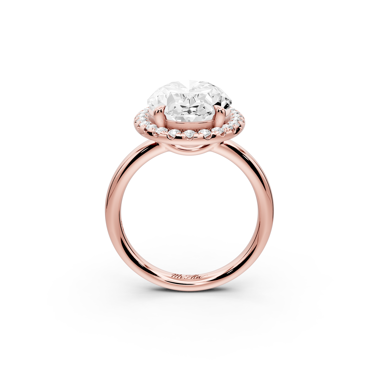 Eliana - 5ct 14k rose gold oval diamond with halo engagement ring