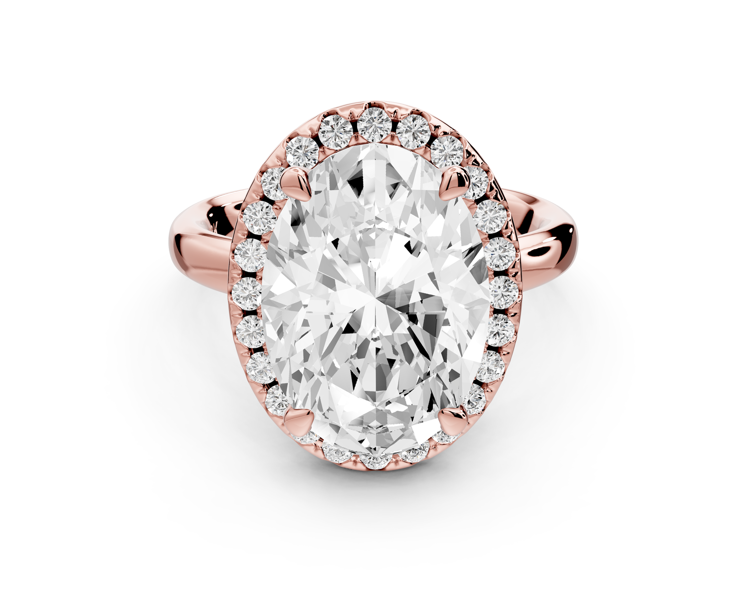 Eliana - 5ct 14k rose gold oval diamond with halo engagement ring