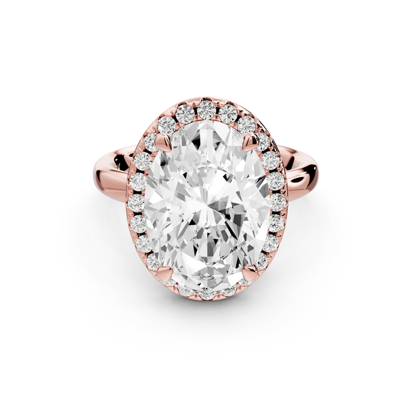 Eliana - 5ct 14k rose gold oval diamond with halo engagement ring