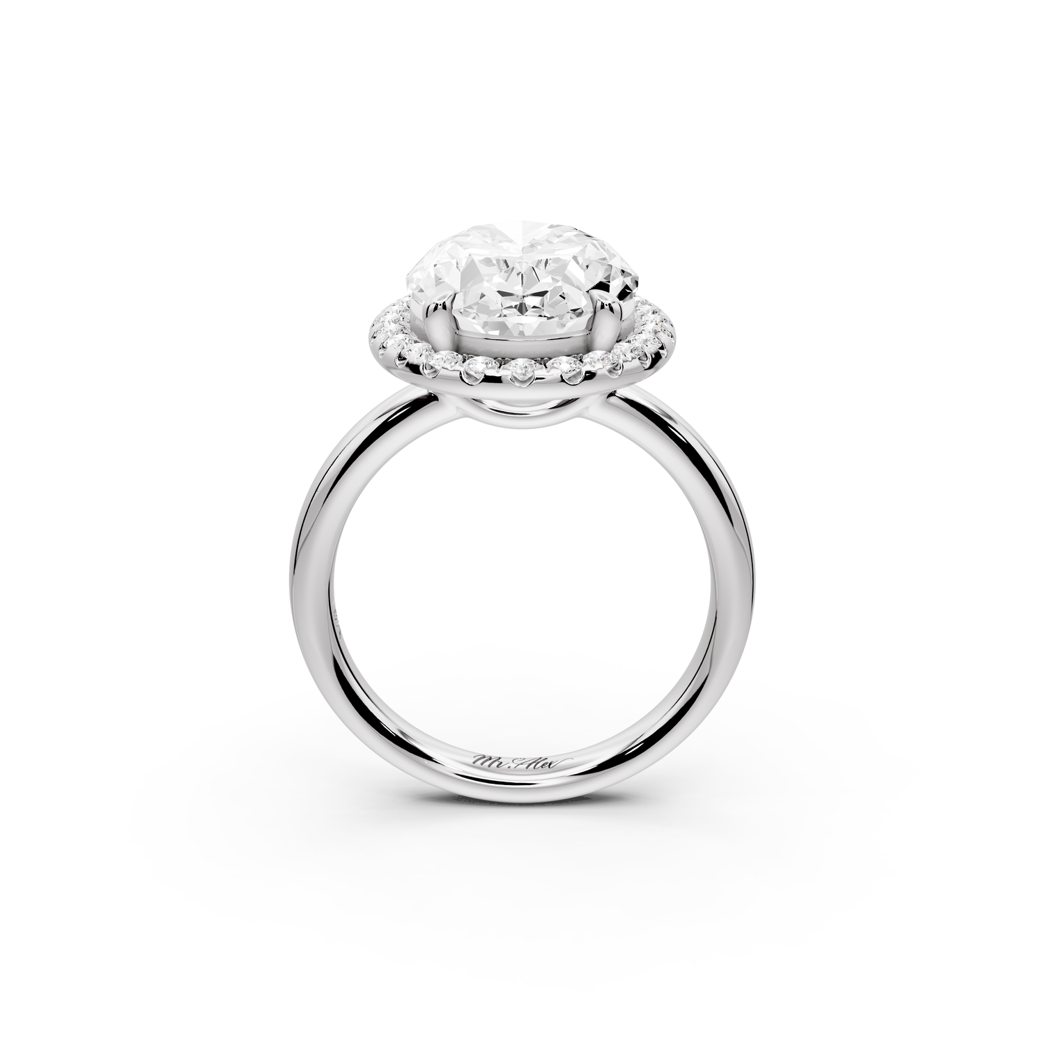 Eliana - 5ct 14k white gold oval diamond with halo engagement ring